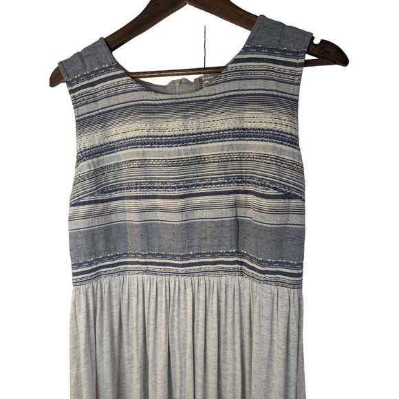 Anthropologie Dolan Left Coast Grey Sleeveless Woven Pattern Bodice Dress sz L - Picture 2 of 6